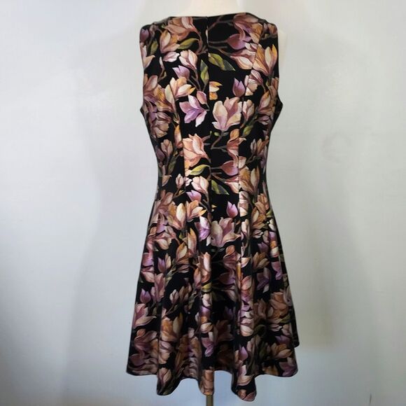 Signature Robbie Bee Dress Womens 14 Black Floral Fit And Flare Sleeveless - Picture 6 of 12